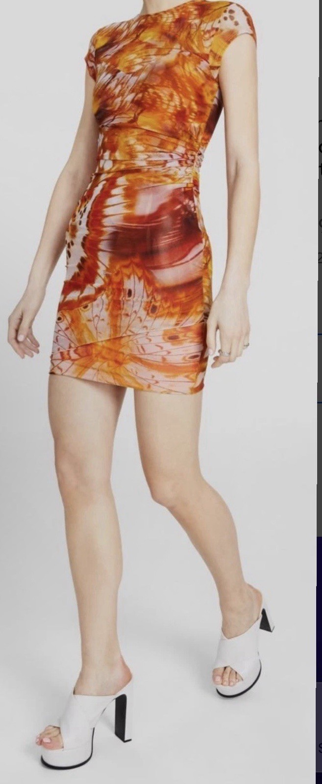 Guess Women’s Orange Eco Aida Mesh Short-Sleeve Dress Size M