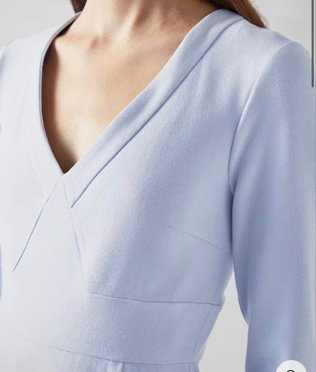 NWT LK Bennett Sky Blue Crepe Dress with Lenzing Ecovero Viscose, Size 4