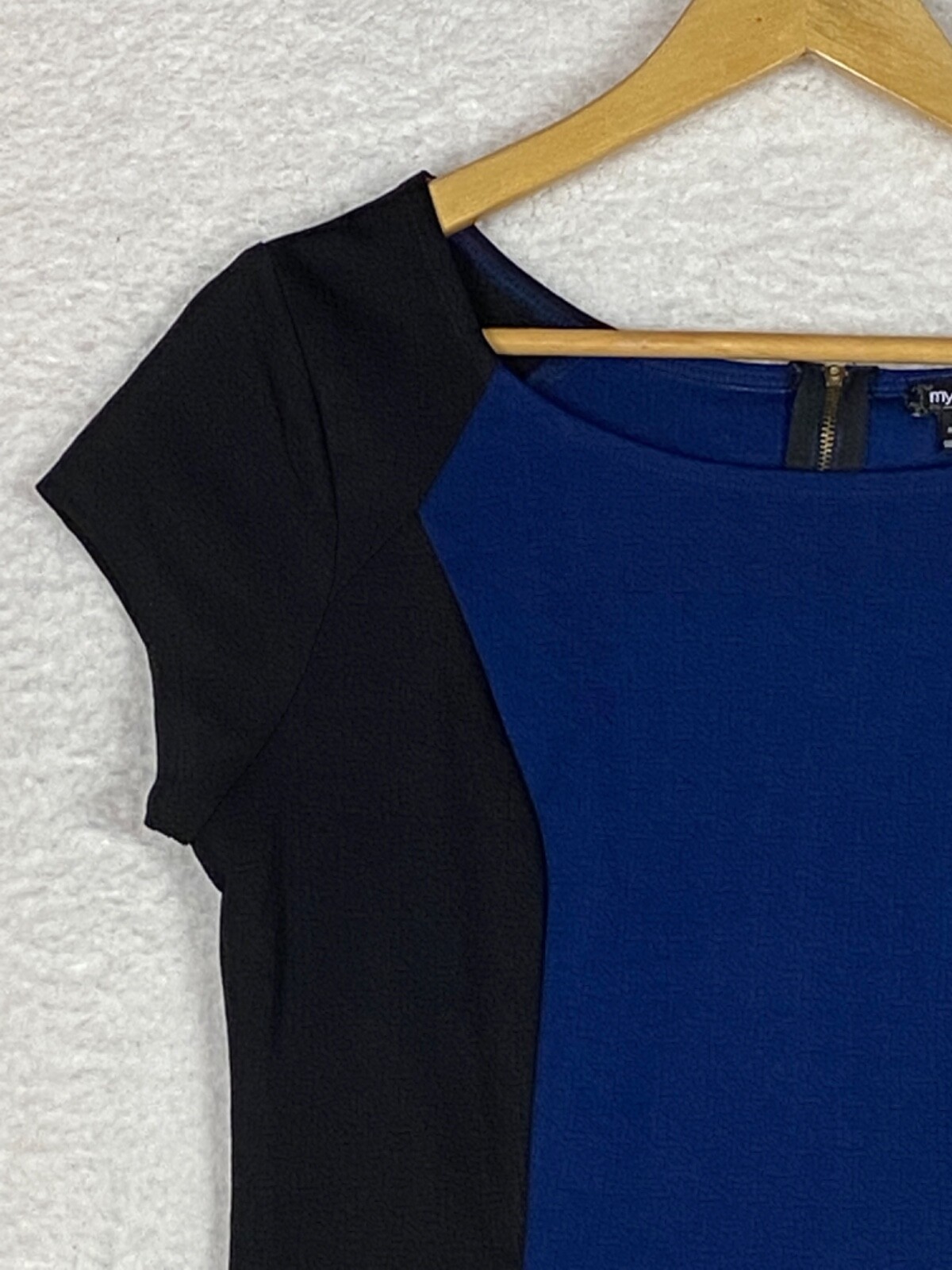 My Michelle Sheath Dress Junior 13 Color block Textured Short Sleeves Office