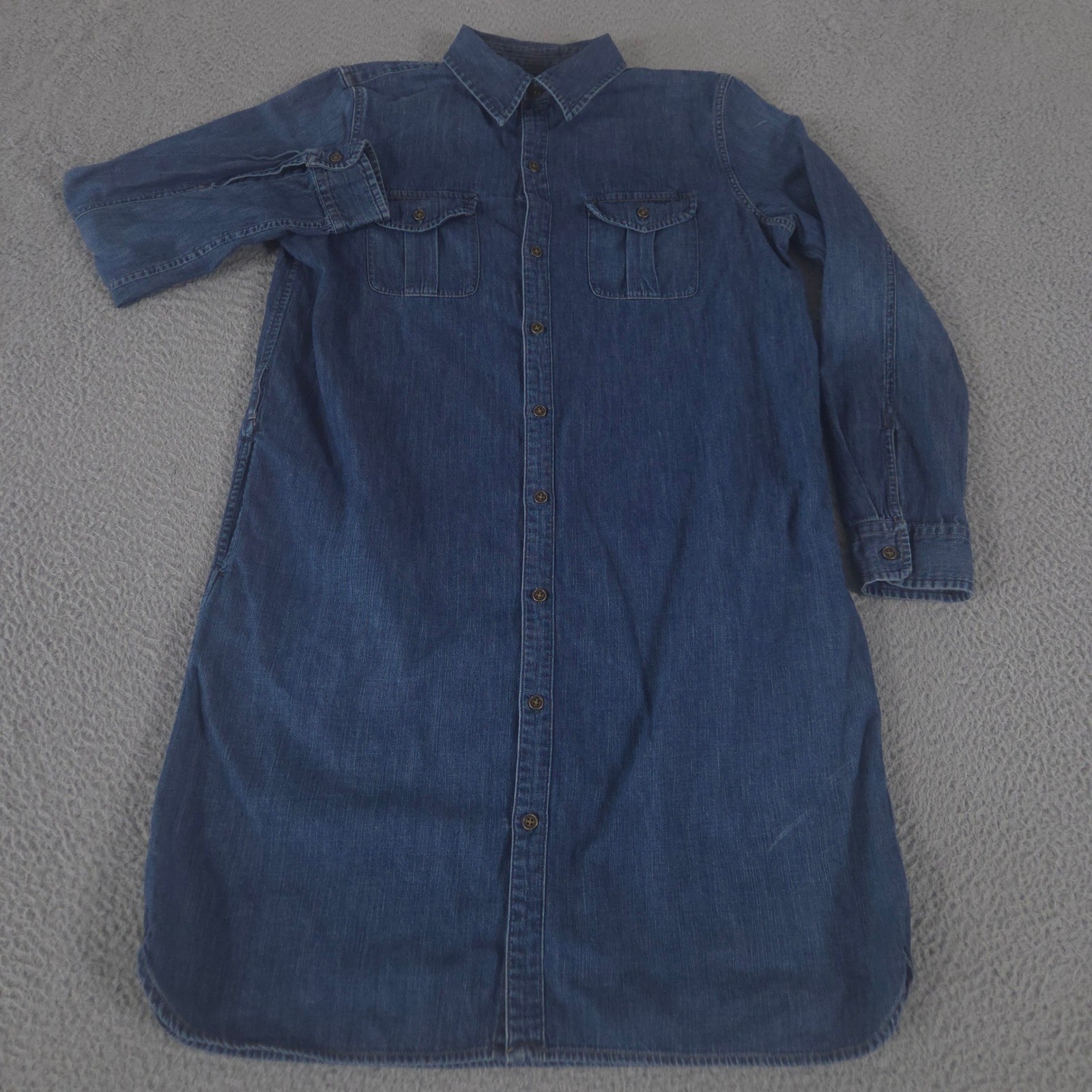 Lauren Ralph Lauren Dress Womens L Blue Denim Shirt Cotton Button Front Utility