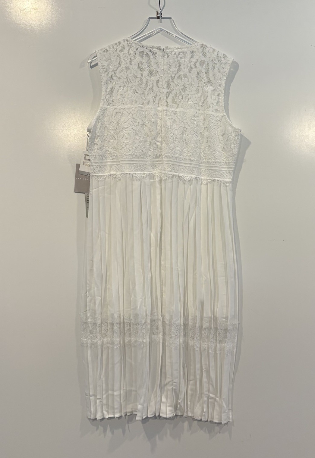 NWT Chelsea 28 Womens White Lace Pleated Tiered Maxi Dress Size XXL