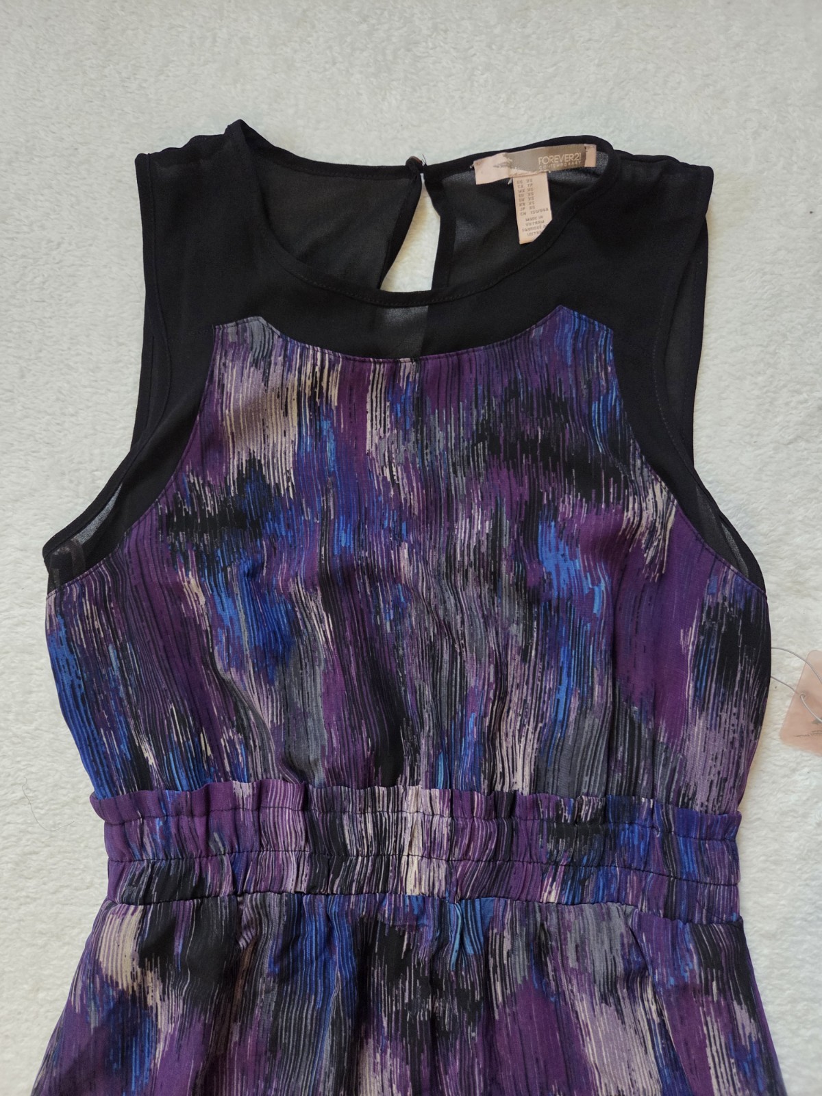 NWT Forever 21 Contemporary Purple Abstract Watercolor Mesh Mini Dress XS Artsy