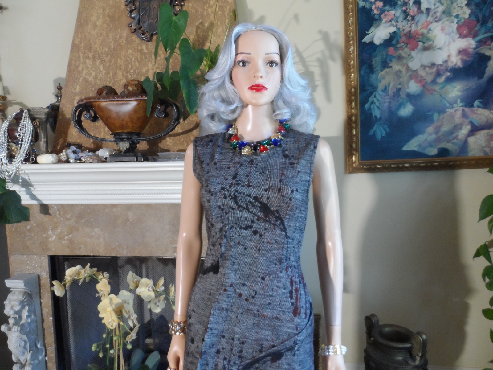 Bottega Veneta Gray Abstract Print Wool Knit Sheath Dress Size IT 40- US 4