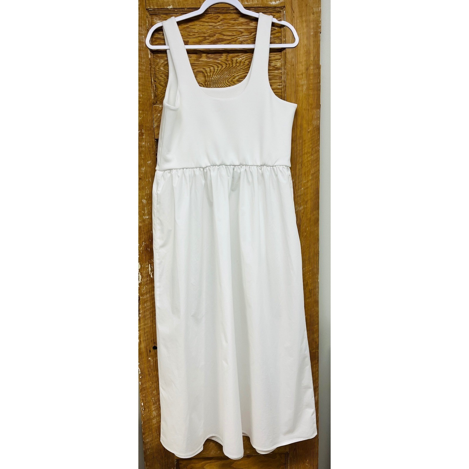 Banana Republic Midi Tank Dress XL White Coastal Preppy Minimalist Cottage NWT