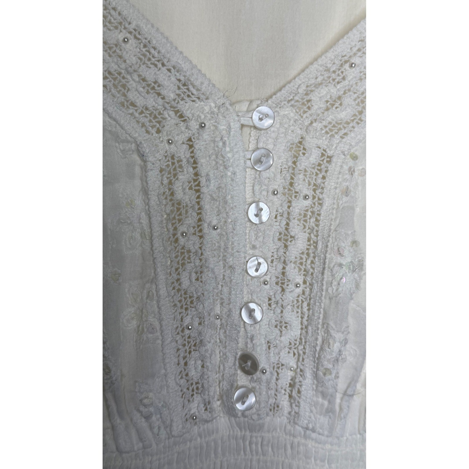 Mlle Gabrielle 2X Cotton Dress Plus Size White Lace Ruffle Cottagecore Peasant
