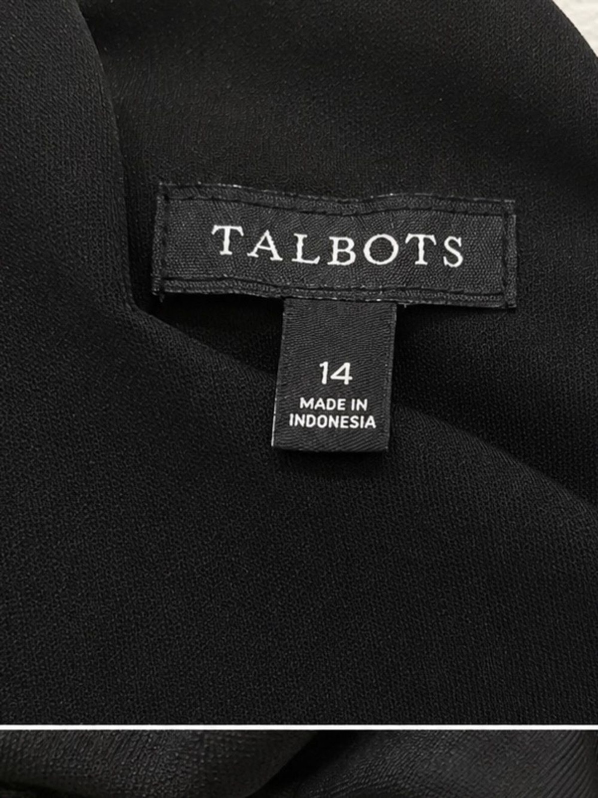 Talbots Black Scalloped Neck Sheath Dress Size 14 Career Office Stretch Midi
