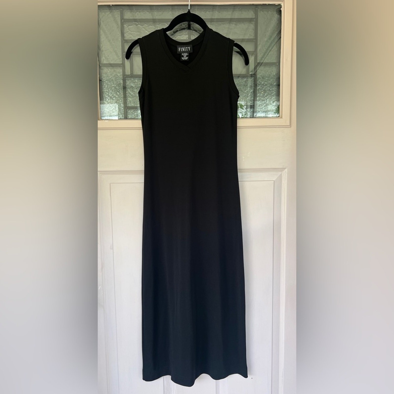 FINITY Women’s Body Con Black Dress Sleeveless Fitted Long Length Size Small