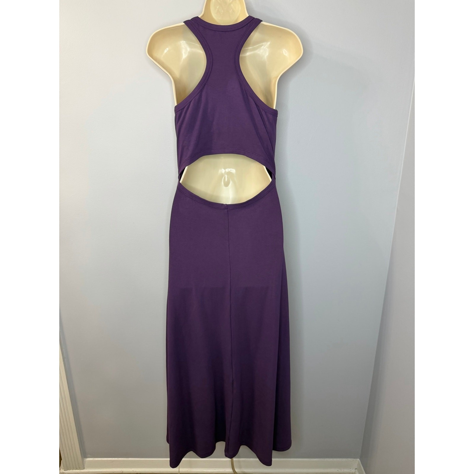 Halara Racerback Ruched Built-in Bra Midi Casual Dress Jersey Stretch Sz M New