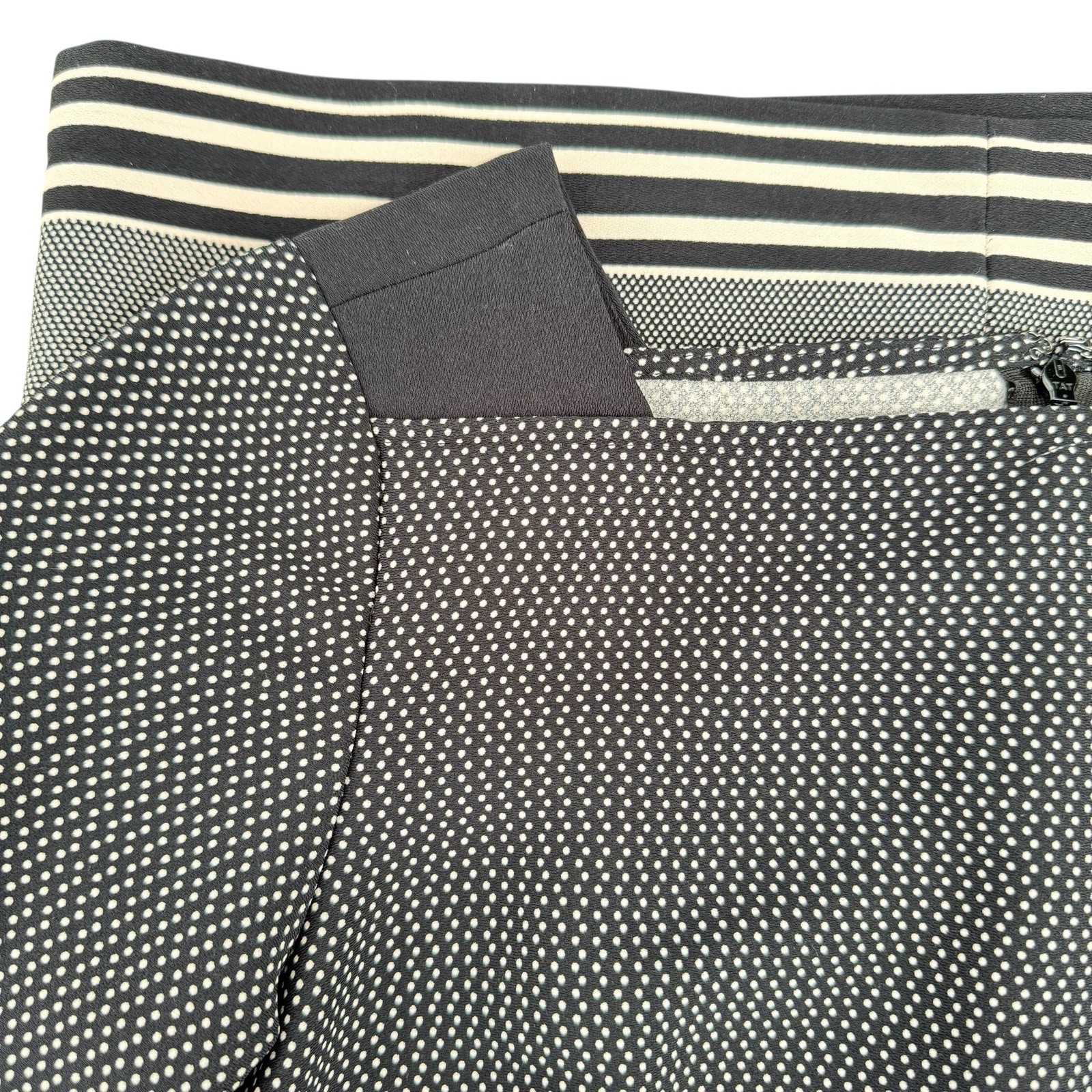 Ann Taylor Square Neck Dress Womens Black Tan Geometric 3/4 Sleeve Petite Size 2
