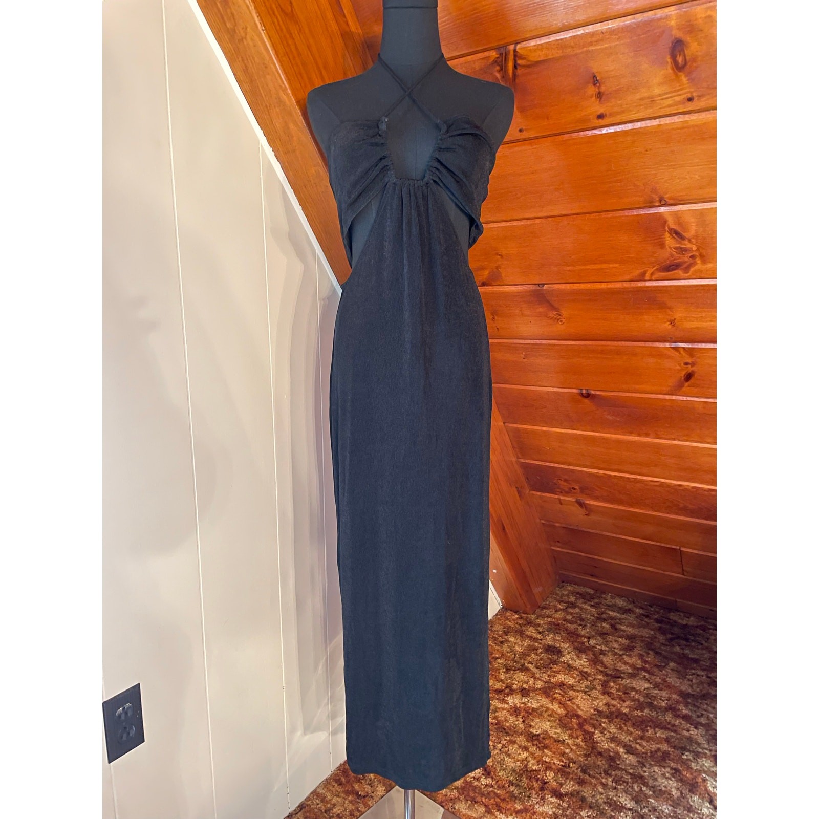 Runaway The Label Jodi Midi Cutout Black Dress sz L