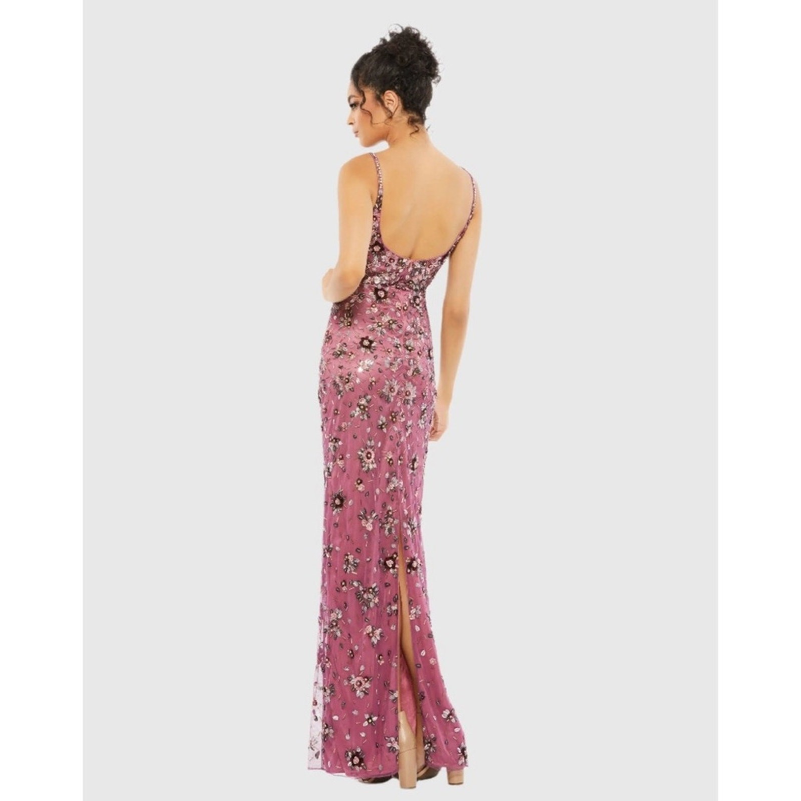 Mac Duggal 5477 Pink Floral Embellished Scoop Neck Evening Gown Size 6 NWT