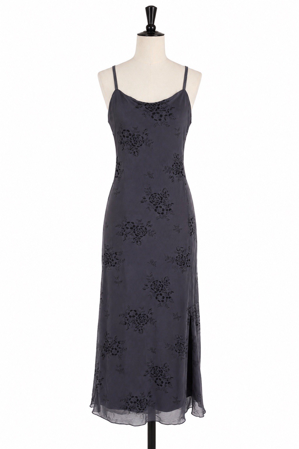 DAZY Slip Dress Small Purple Sheer Floral Midi Spaghetti Strap Y2K Whimsigoth