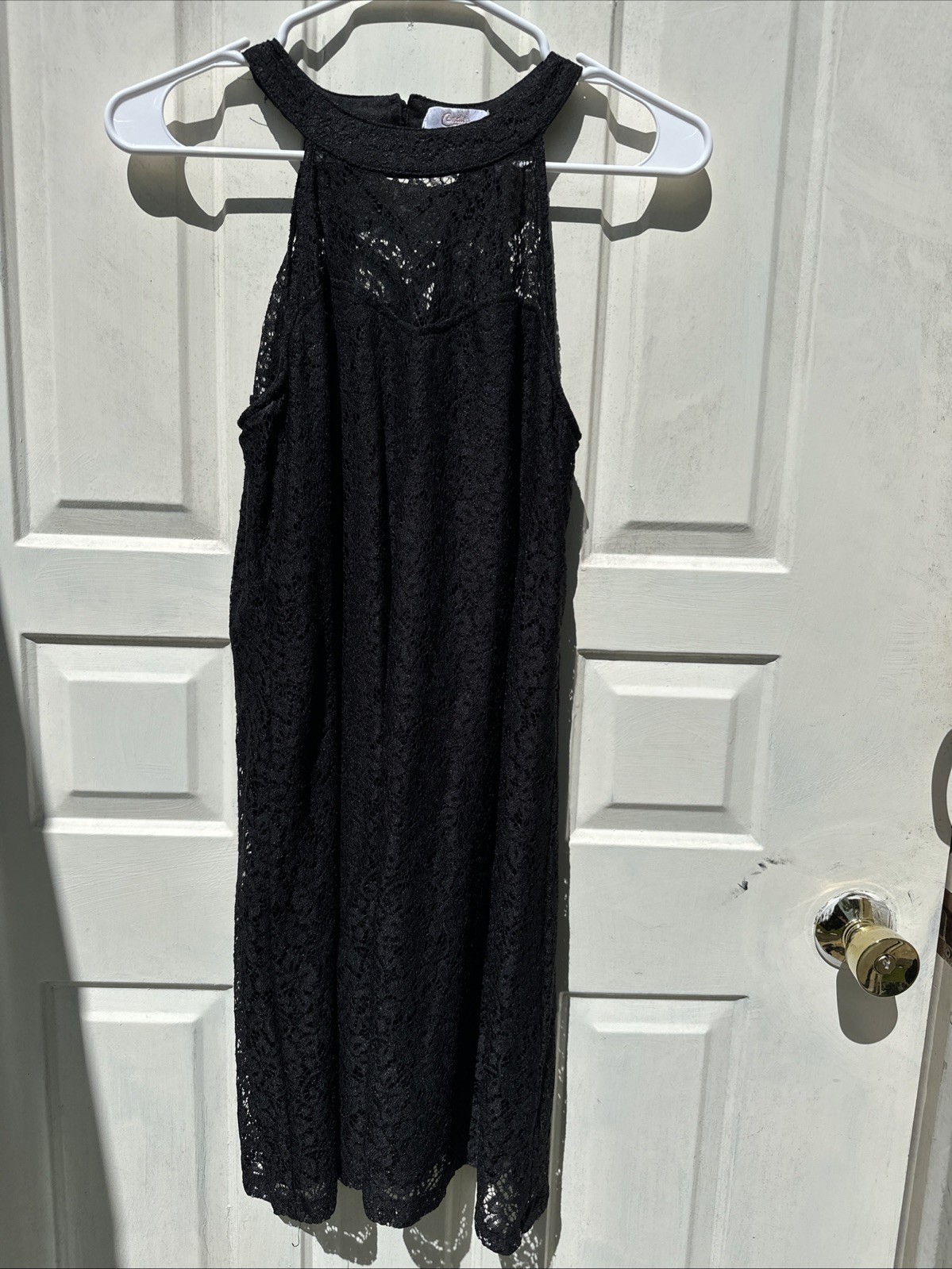 Candy Size Small Little Black Mini Dress Lace Up Back Pull Over Sexy