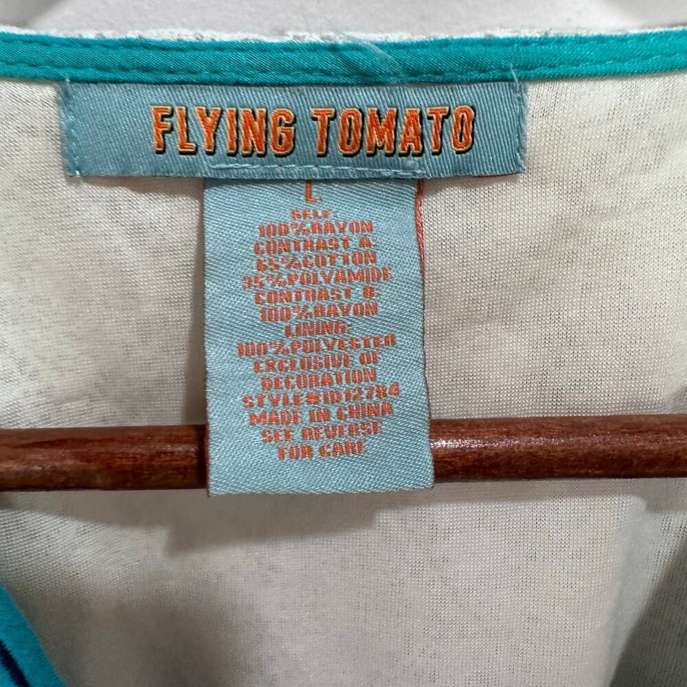 Flying Tomato Mini Dress Medium White Blue Pink Lace Boho Festival Tribal