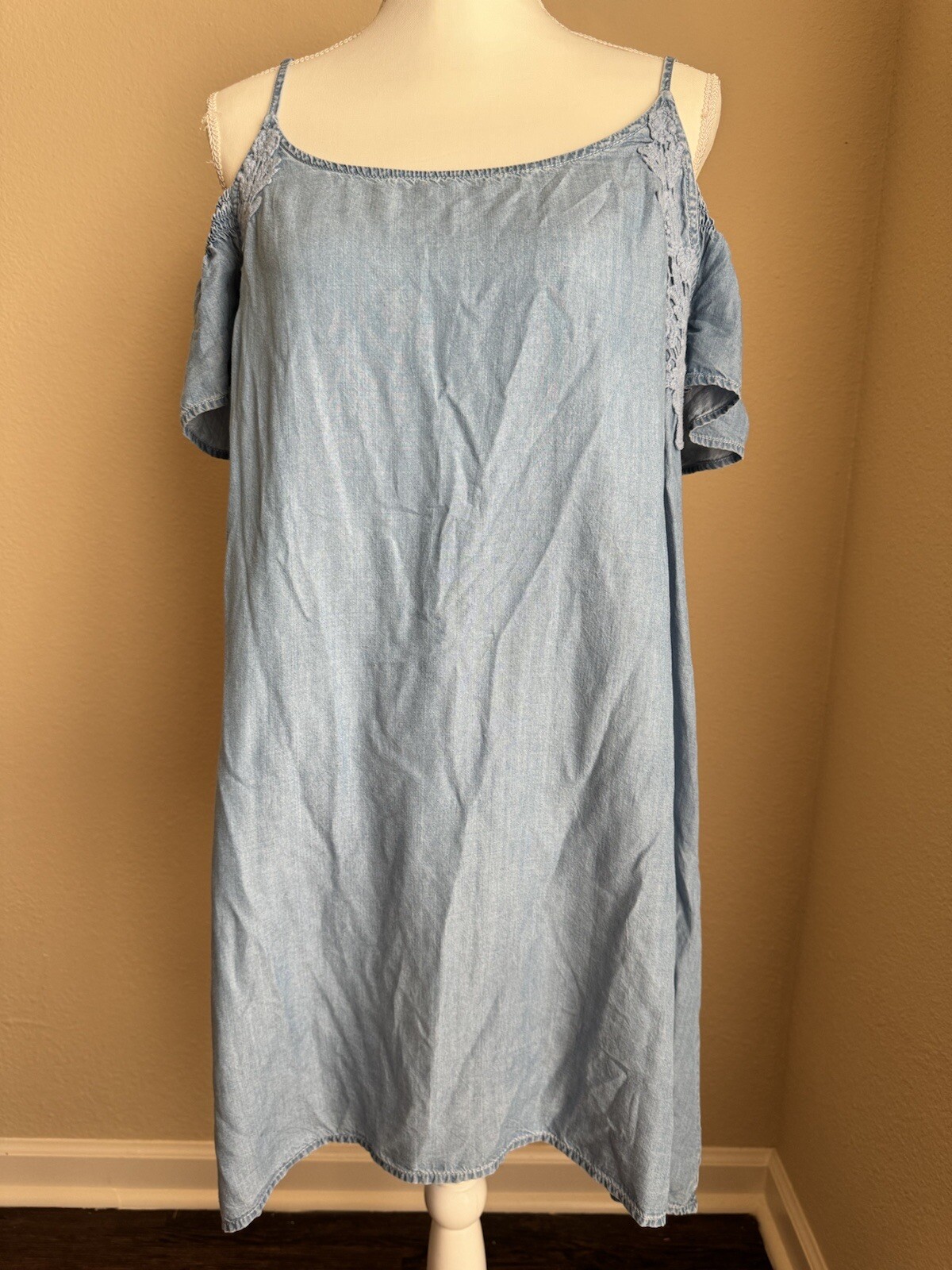 Jessica Simpson Denim Chambray Cold Shoulder Dress Size Large