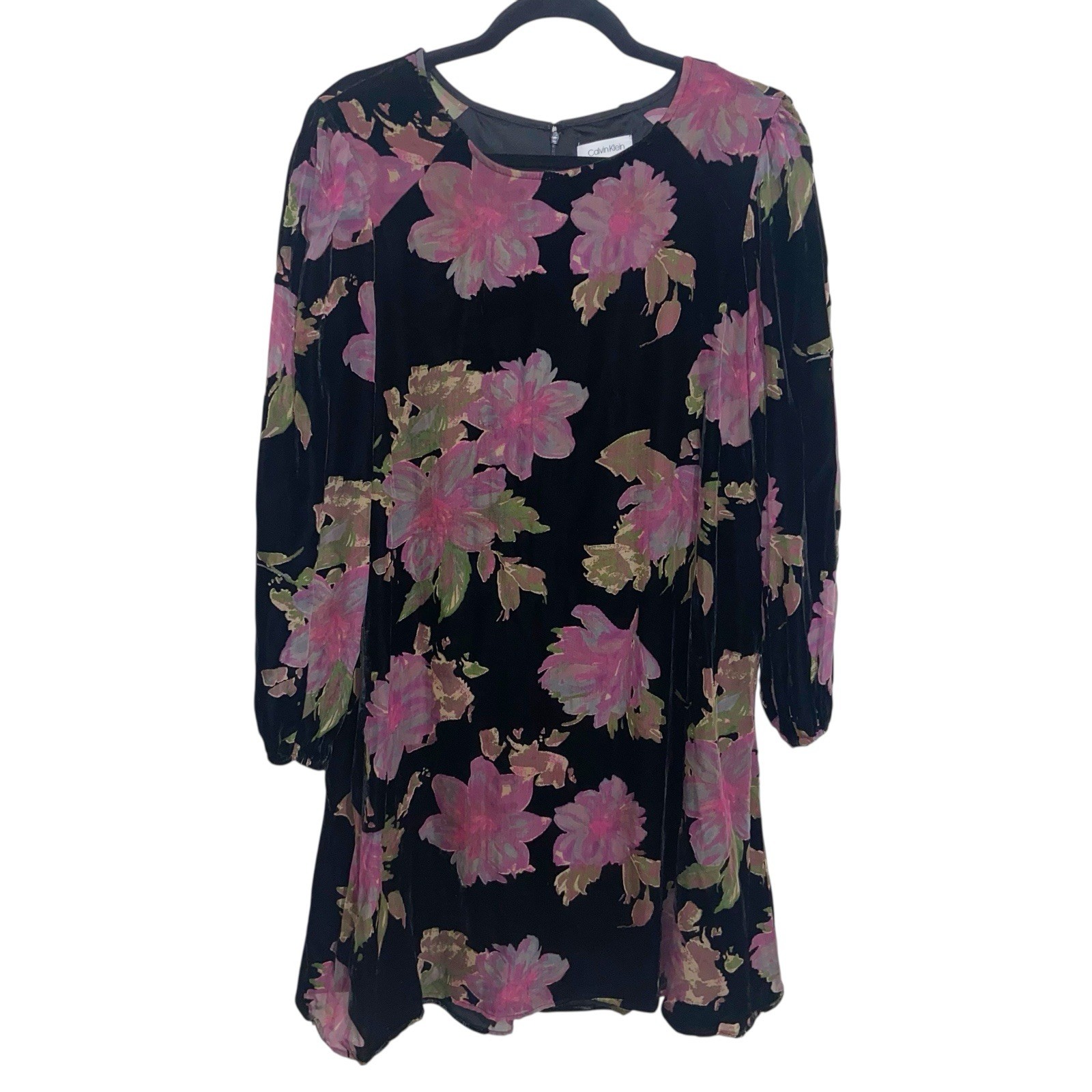 Calvin Klein Dress Womens Size 12 Velvet Burnout Fairy Whimsigoth Festival Boho