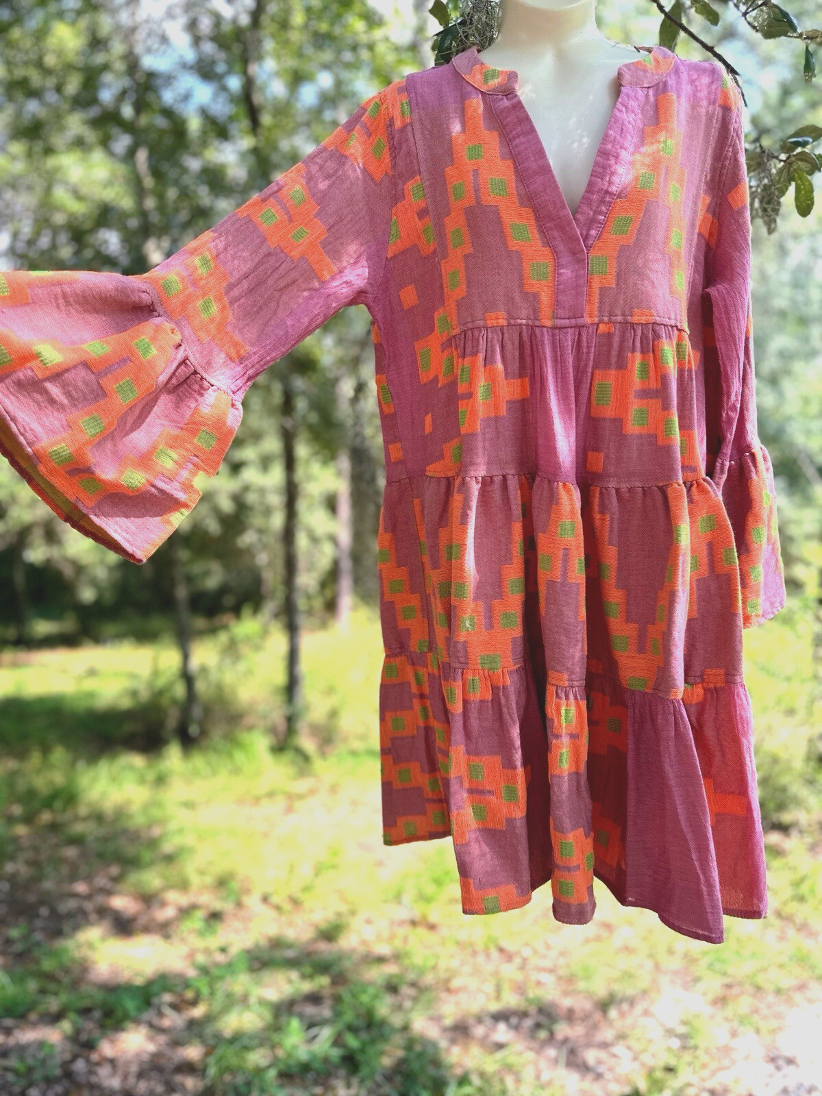 Devotion Twins Anthropologie Tunic Midi Short Dress Ella Boho Boutique SzXS Pink