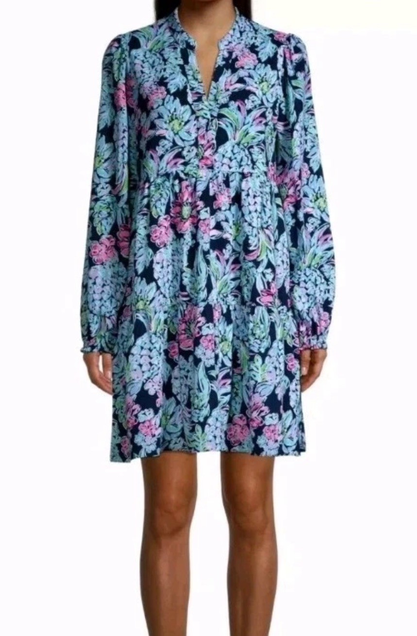 Lilly Pulitzer Winona Stretch Dress Navy Pineapple Paradise Size Small NEW
