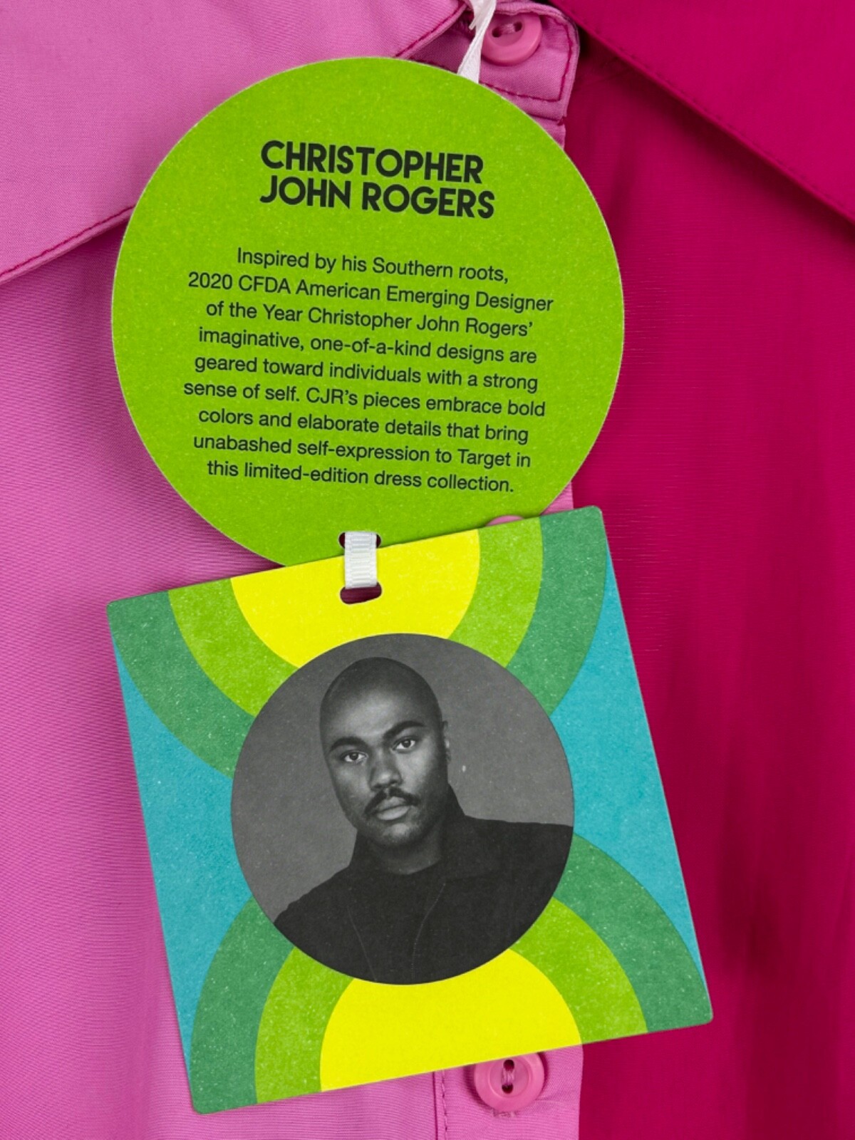 Christopher John Rogers X Target Pink Color Block Poplin Tiered Shirt Dress Sz 0
