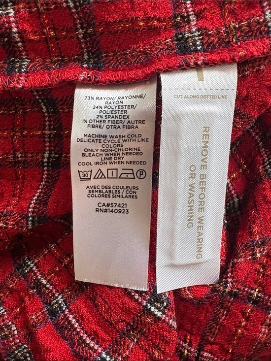 Ann Taylor LOFT Metallic Tartan Plaid Tiered A-Line Dress Holiday Red Small