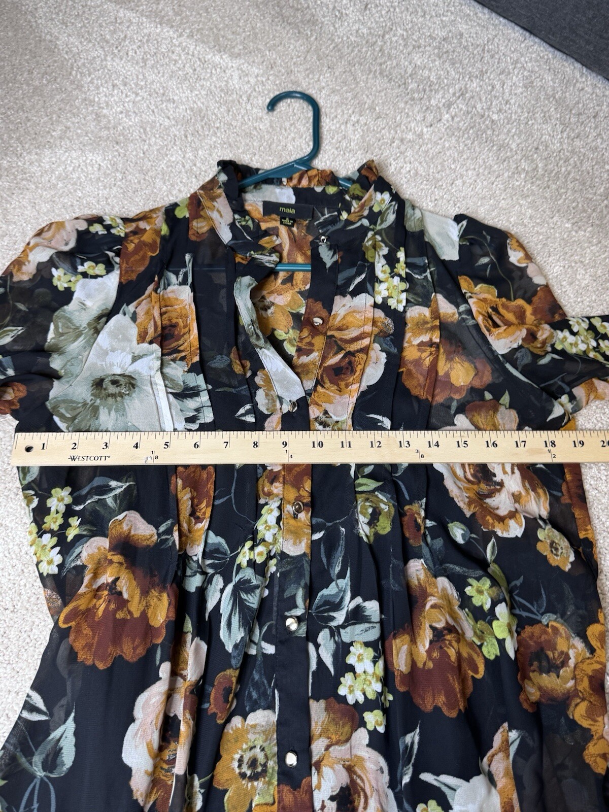 Maia Womens Multicolor Floral Long Sleeve Knee Length Fit & Flare Dress Size 8
