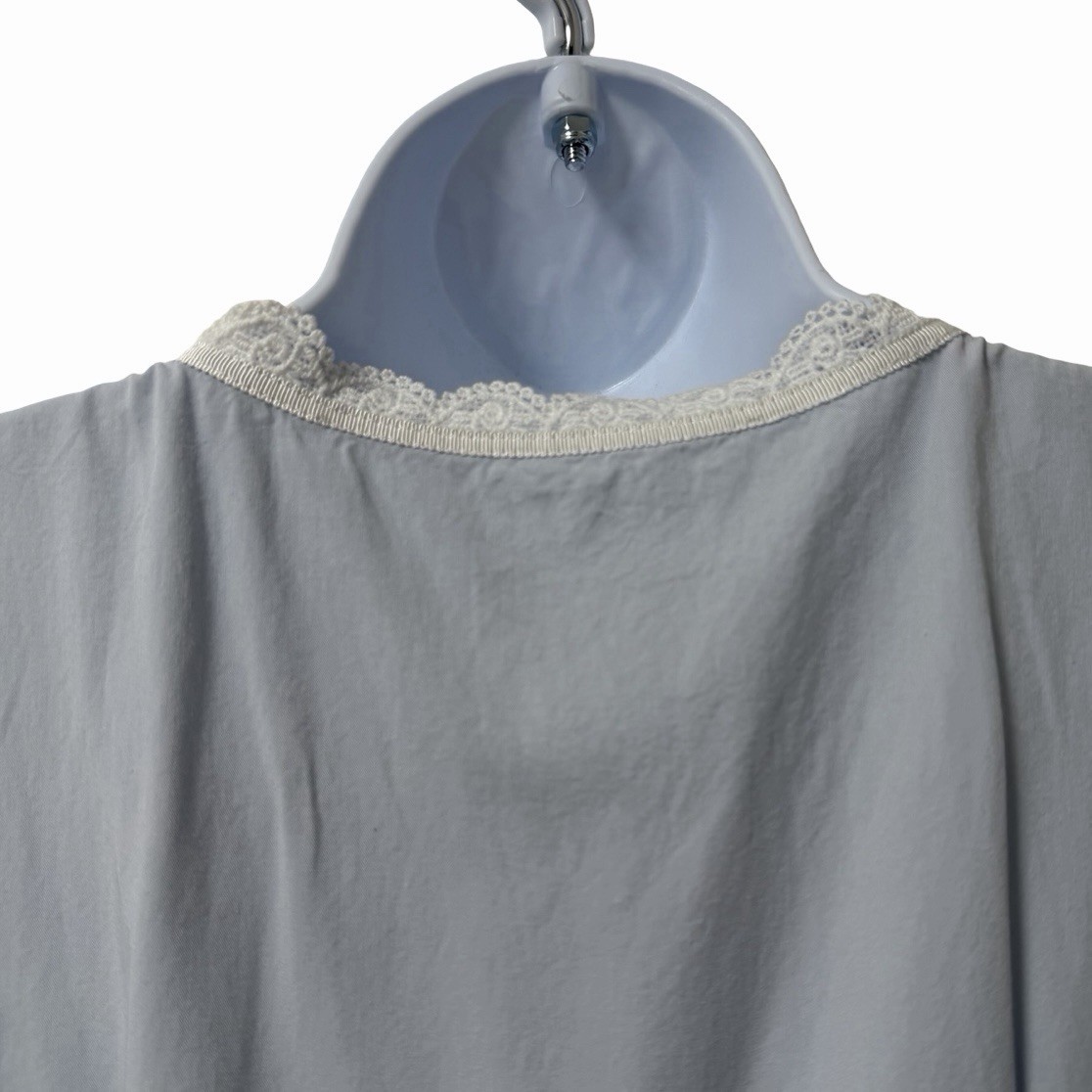 Bohme Romy Lace Trim Milkmaid Button Front Bow Midi Dress Size M Blue Cottage