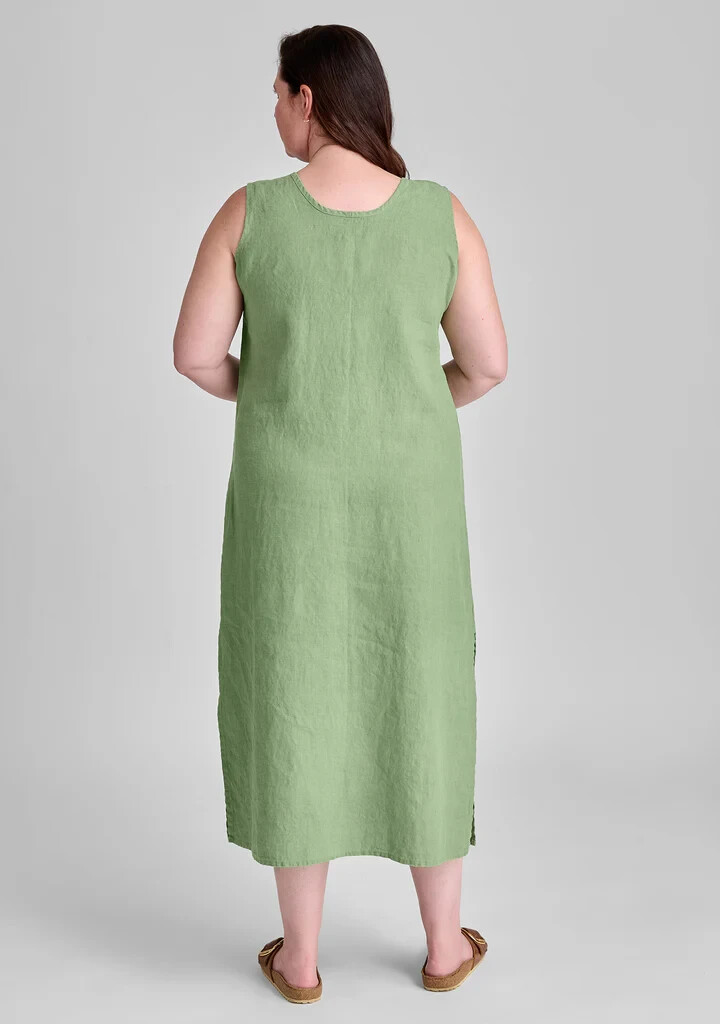 NEW FLAX WATERCRESS Medium Weight Linen Scoop Neck Sleeveless SLIPSTER Dress 2X