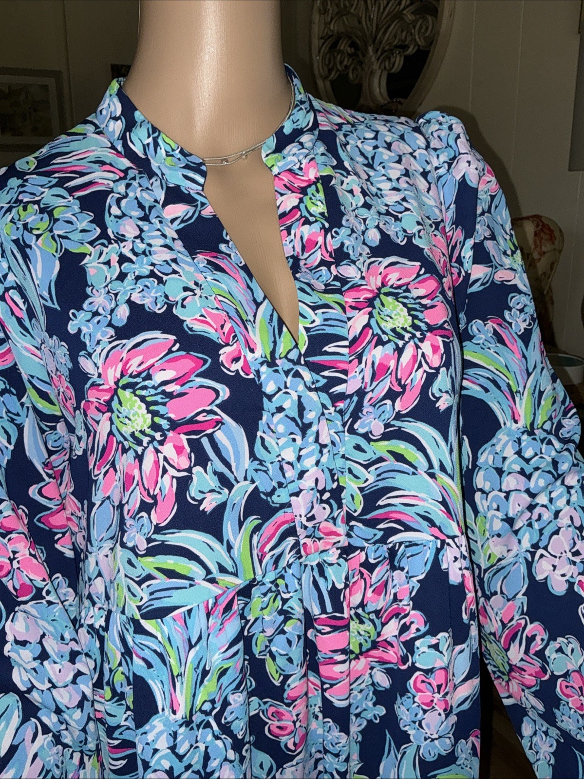 Lilly Pulitzer Winona Stretch Dress Navy Pineapple Paradise Size Small NEW