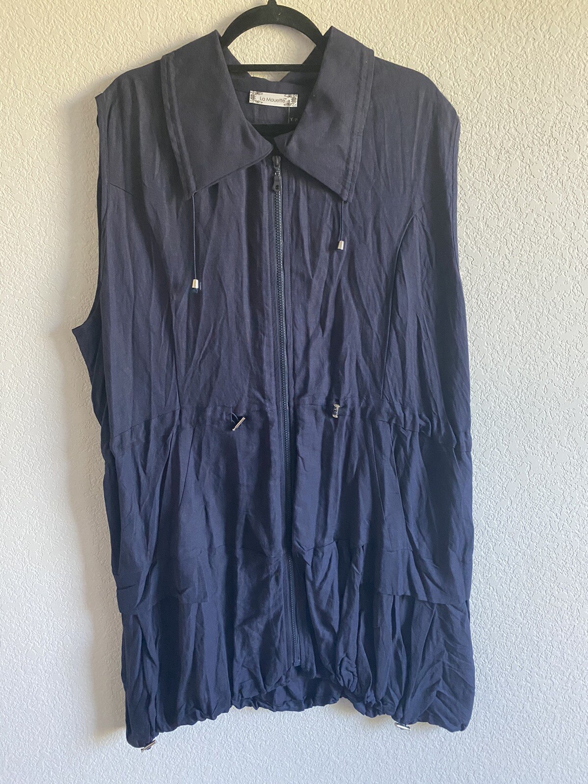 Pretty Plus Sz 2X/3X La Mouette Womens Navy Casual Dress – linen Viscose
