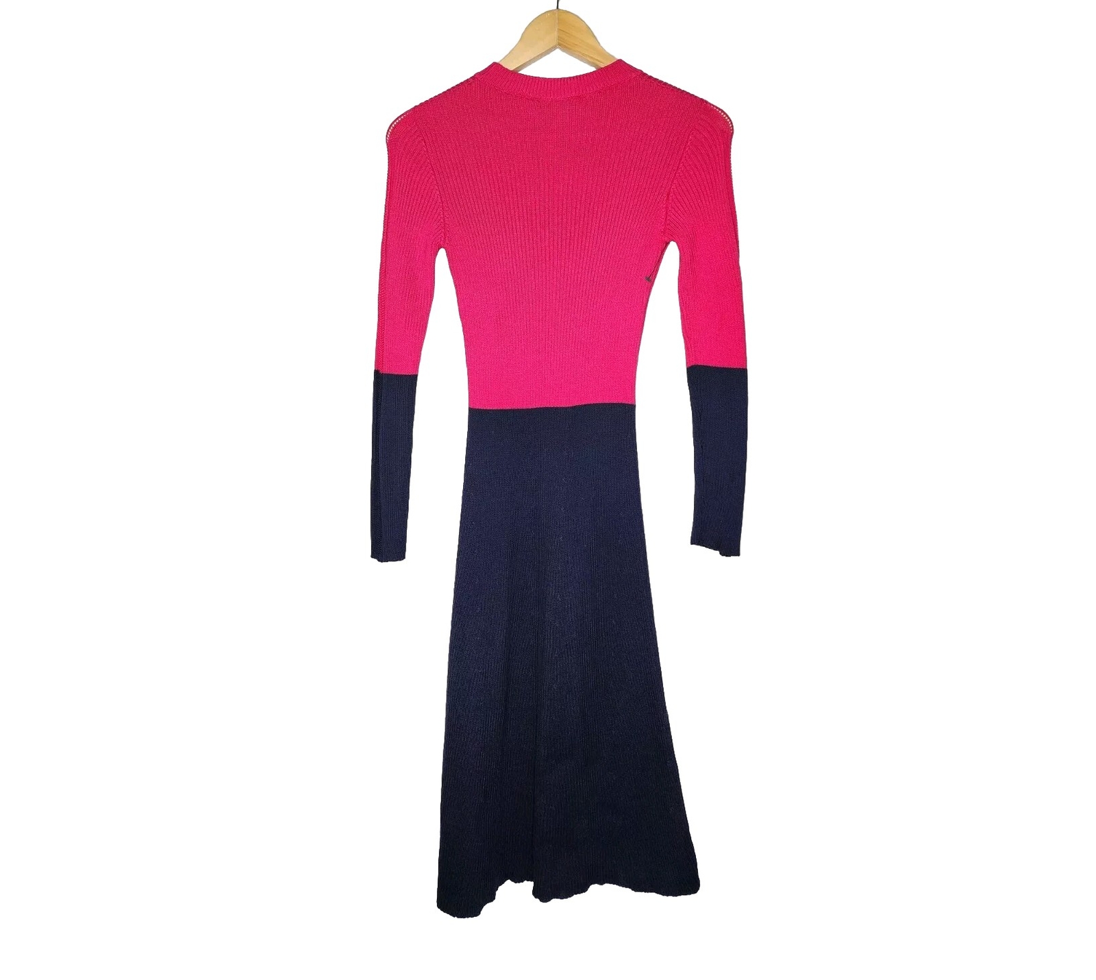 Cedric Charlier Colorblock Knit Midi Dress in Navy and Dark Pink Size 2