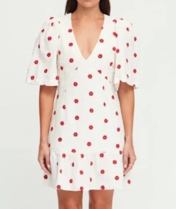 $465 Rhode Mariana Dress in Scarlet Daisy Red & White Sold Out Style Sz 8