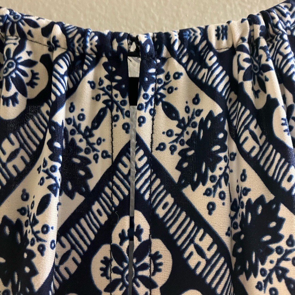 London Style Collection Blue and White Halter Dress size 14 NWT Maxi Length
