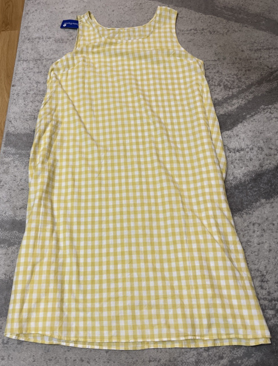 Chouyatou Collection Long Yellow & White Gingham Sundress Pockets Size XXL NWT