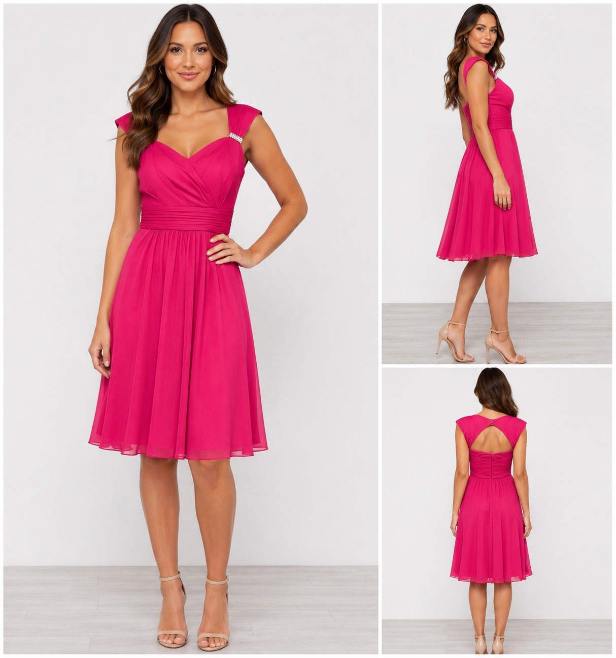 Cinderella Women’s Small Fuchsia Cocktail Dress NWT Rhinestone Empire Waist