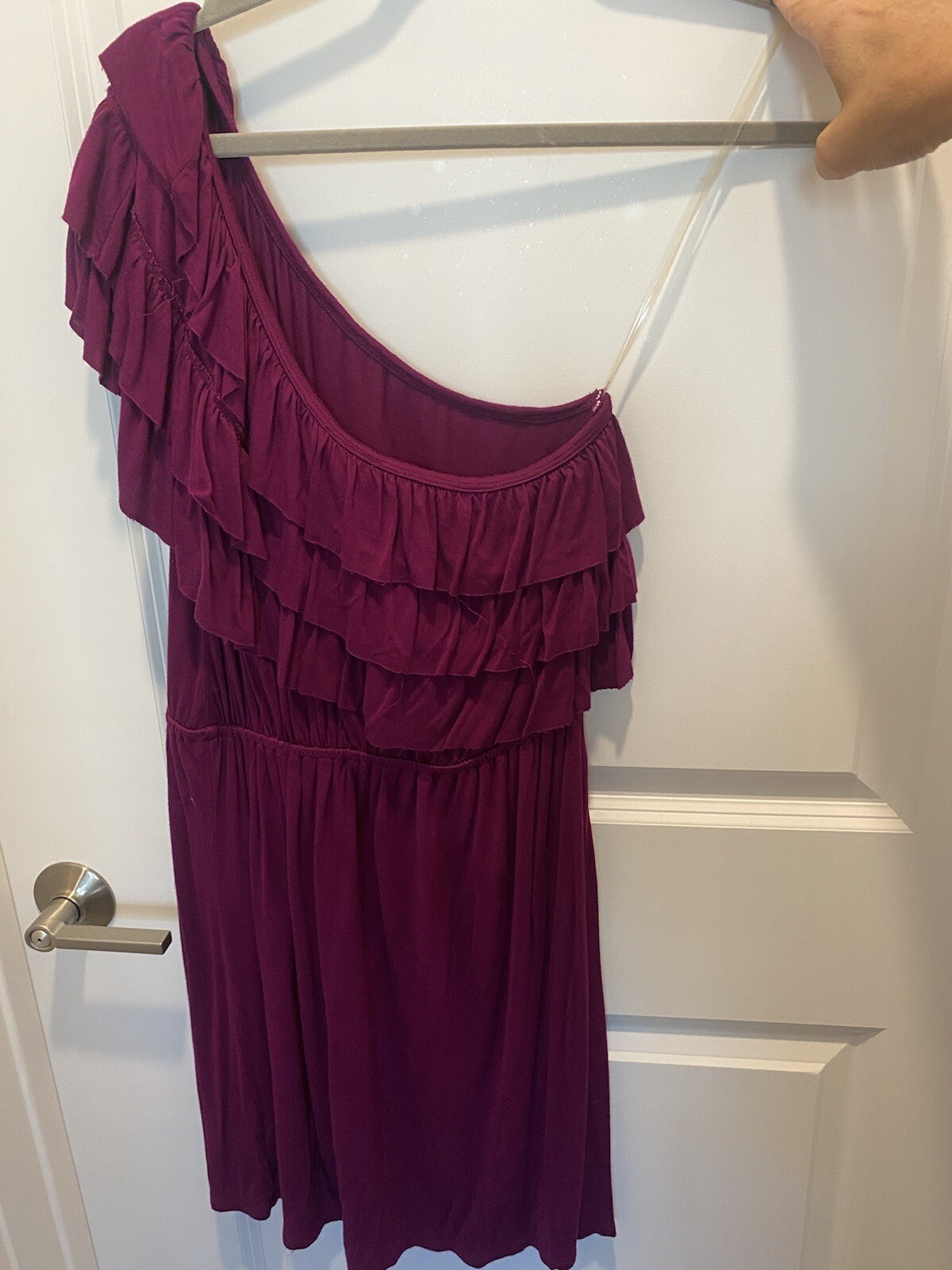 Pink Rose Medium Purple Eggplant One Shoulder Sun Dress