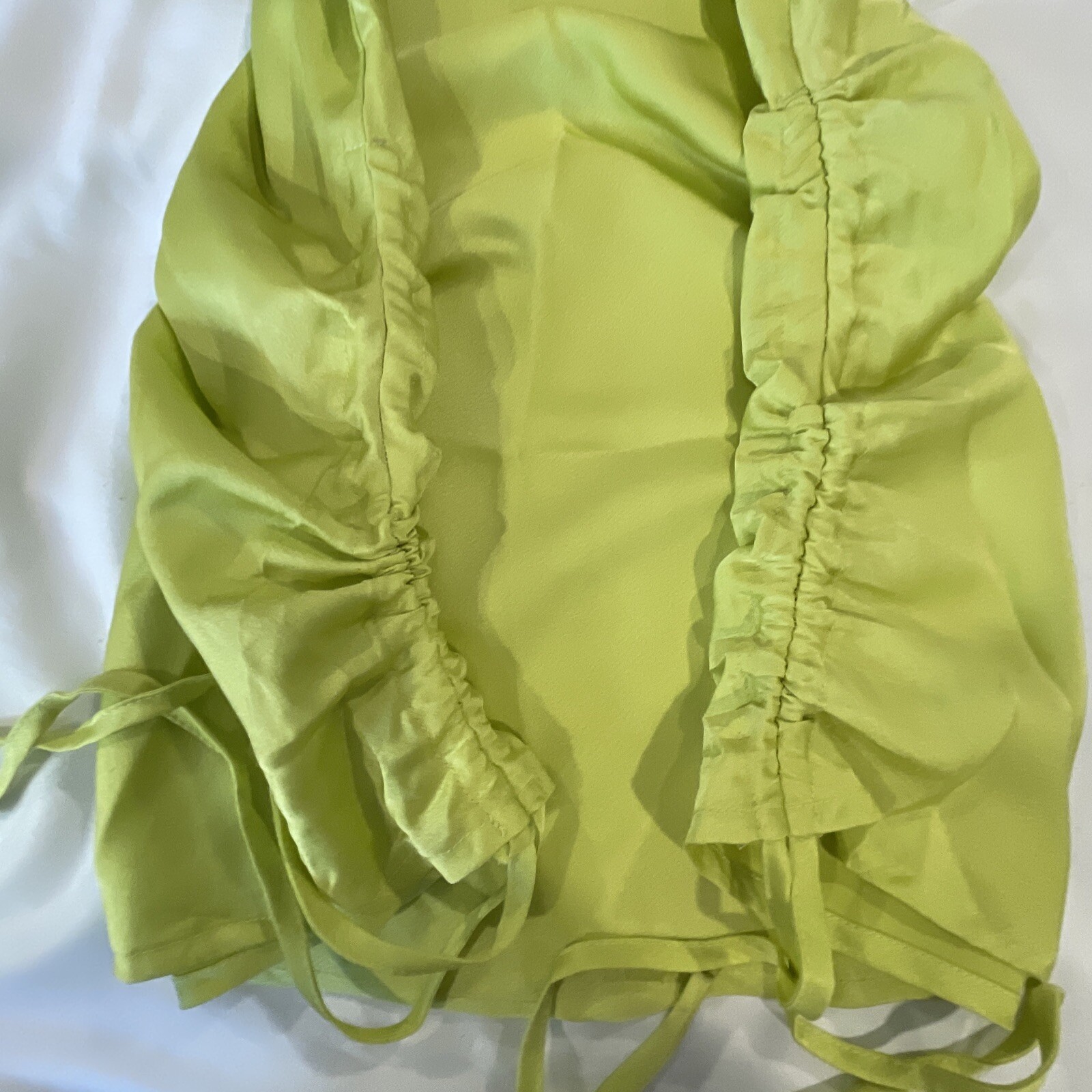 90’s Paper Heart Sleek Spaghetti Strap Slip Dress Drawstring Ruched Sides Sz XS