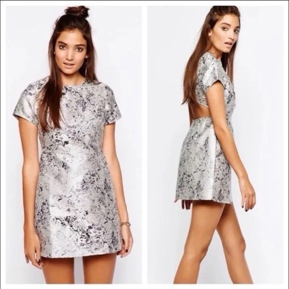 Motel Rocks Cheeky Lilac Haze Silver and Purple Mini Dress Size M