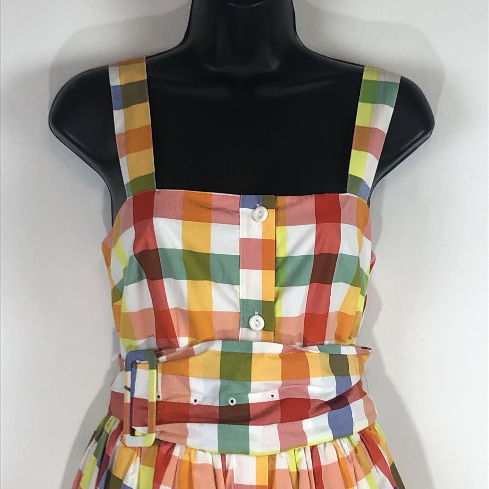 Christopher John Rogers Target Dress Midi Sz 0 Plaid Wide Strap Tie Waist New