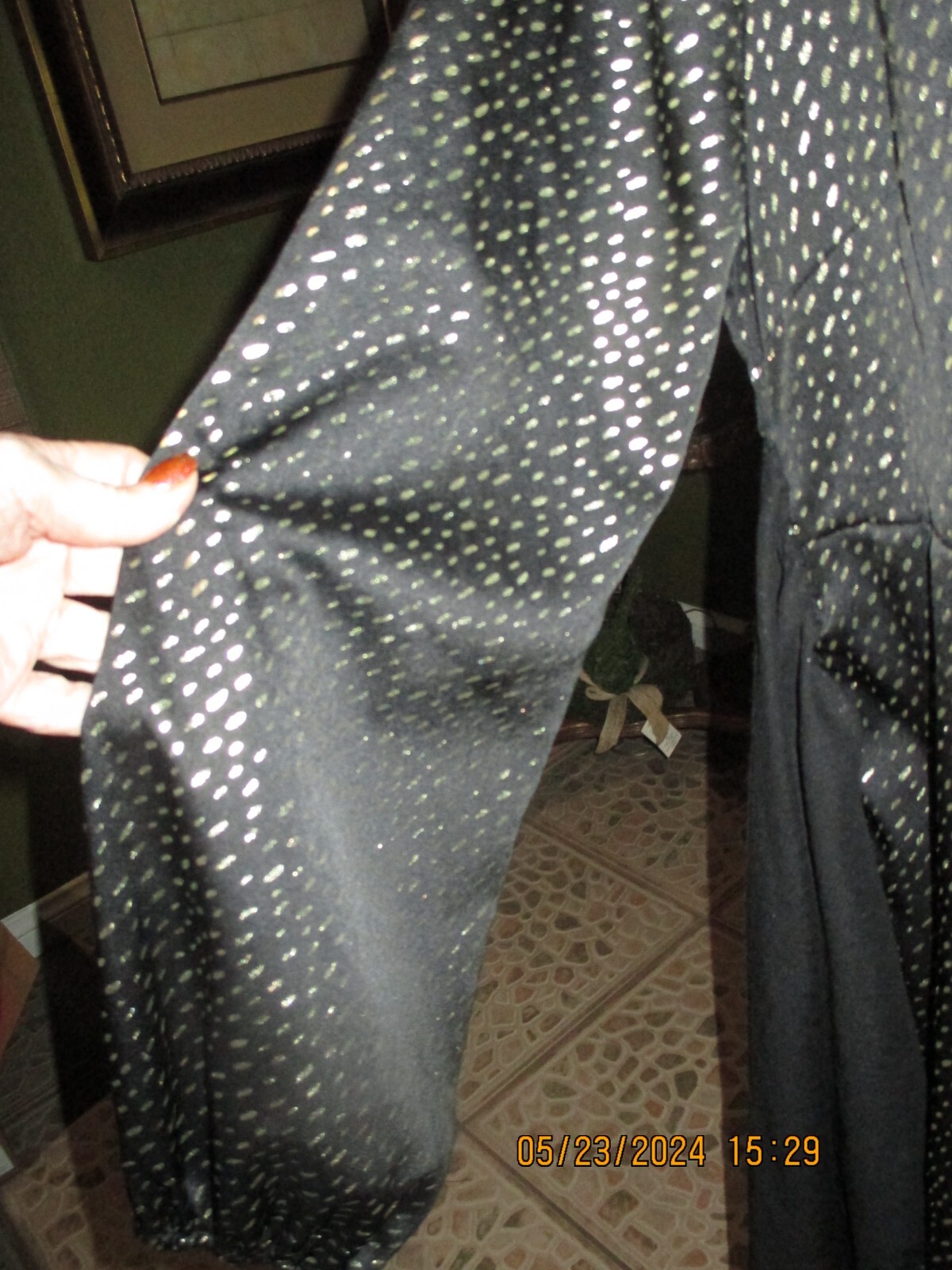 NEW COTTON POLY BLACK&GOLD SPECK MINI DRESS! CROSS OVER TOP WIDE TIE BOW SIZE XL
