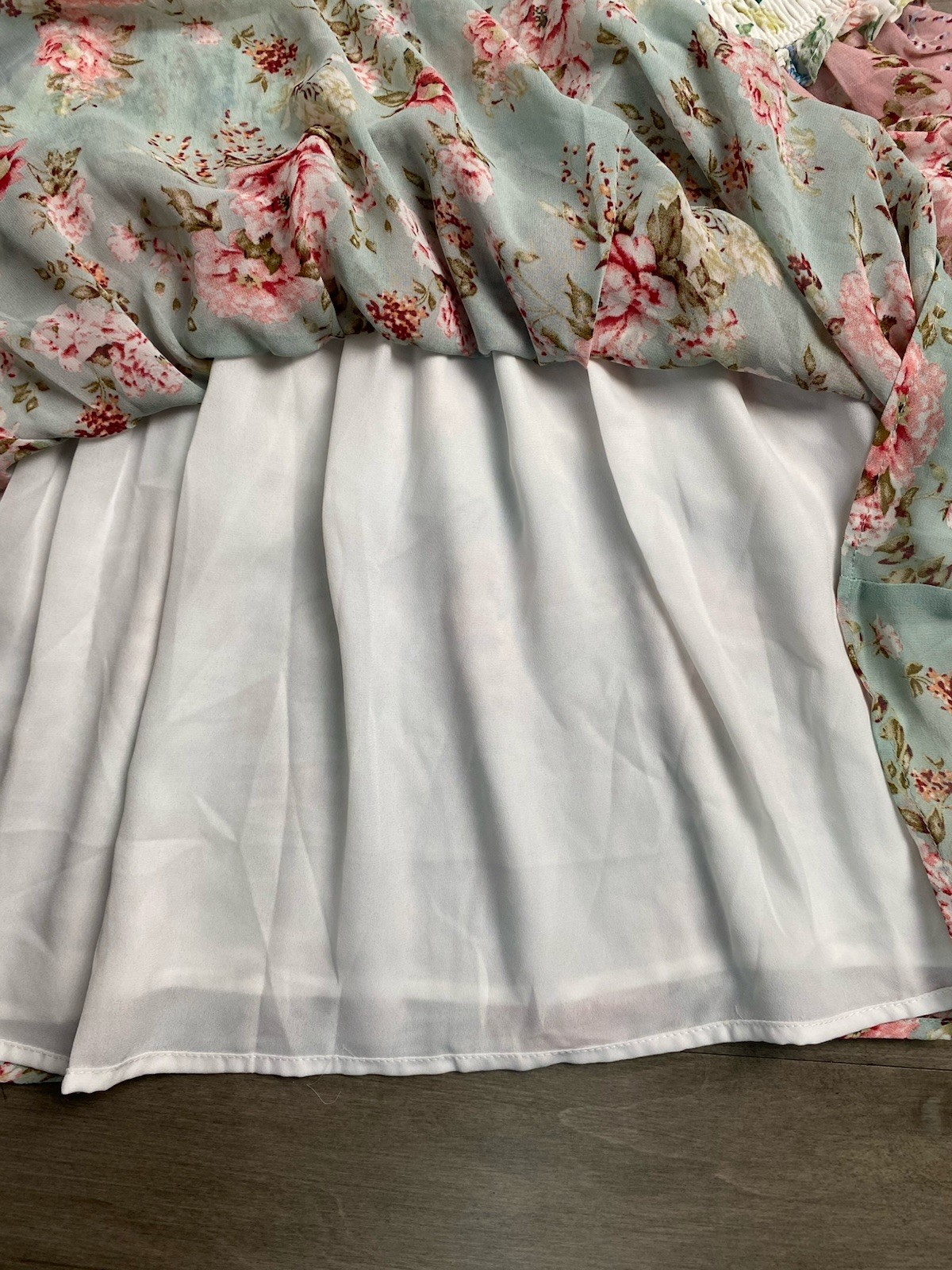 STORIA Tulle Smocked Mini Dress M Ruffle Tiered Cottagecore Coquette Balletcore