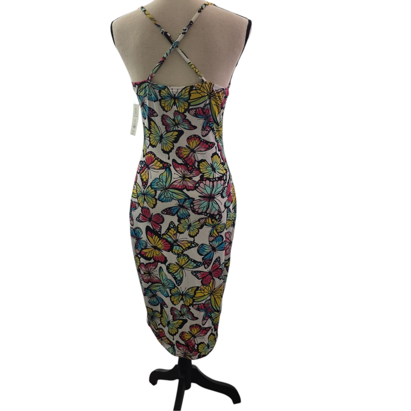 No Boundaries Midi Multi-Color Butterfly Print Adjustable Strap Dress – Various