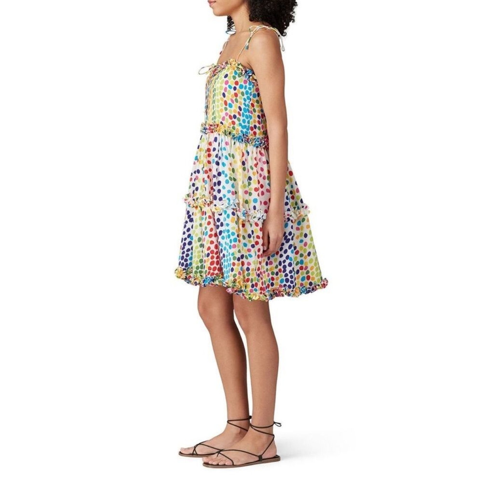 All Things Mochi Blessica Multicolor Bohemian Polka Dotted Mini Rainbow Dress