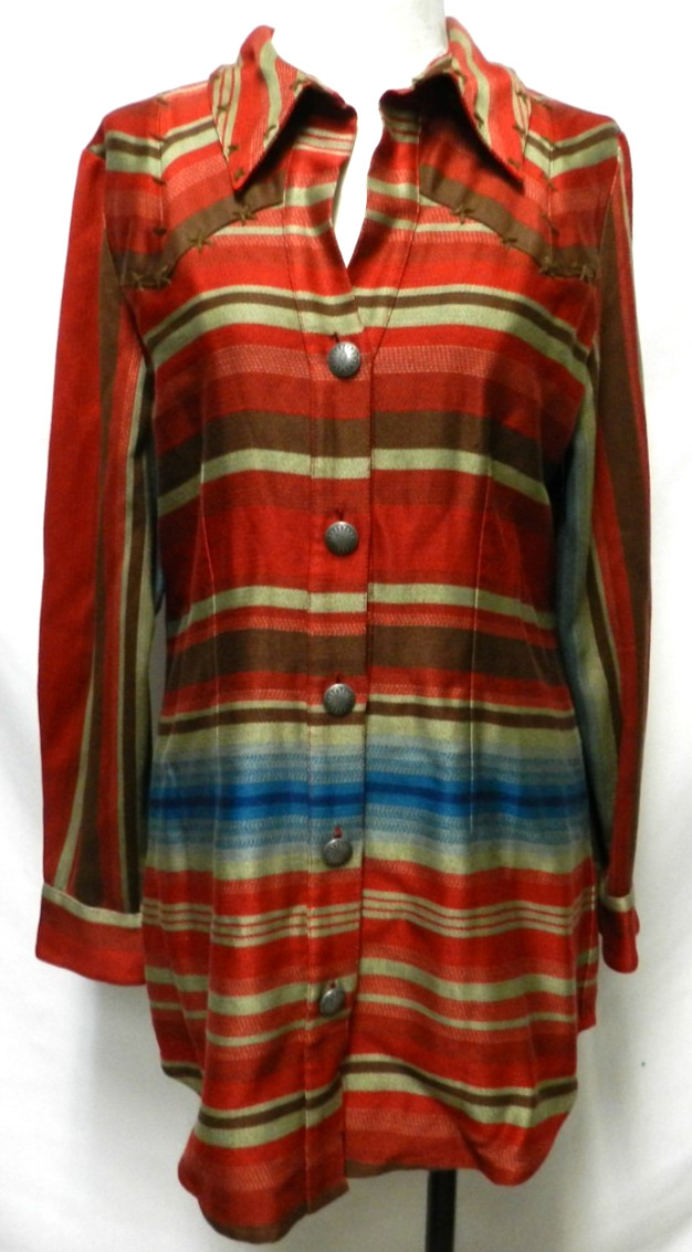 Roja Southwest blanket button Serape tunic top blouse Collar Size Sz Large Lg L