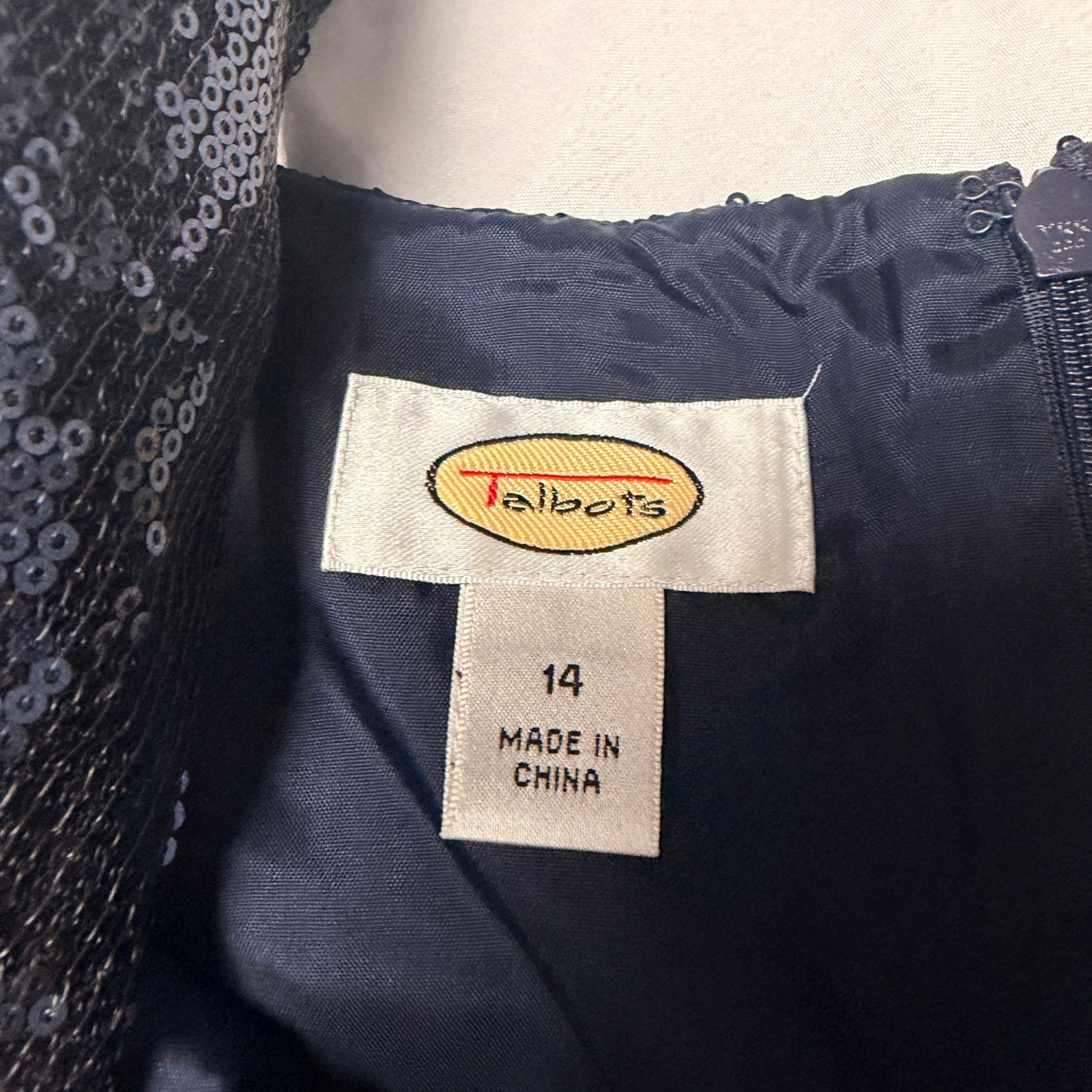 Talbots Black Silk Blend Sequin Sheath Dress Sz 14 Cocktail Party Dance Wedding