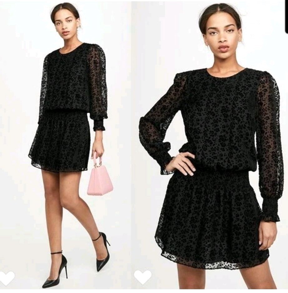 Parker Carmindy Burnout Velvet Mini Dress Medium Black Whimsigoth Frilly