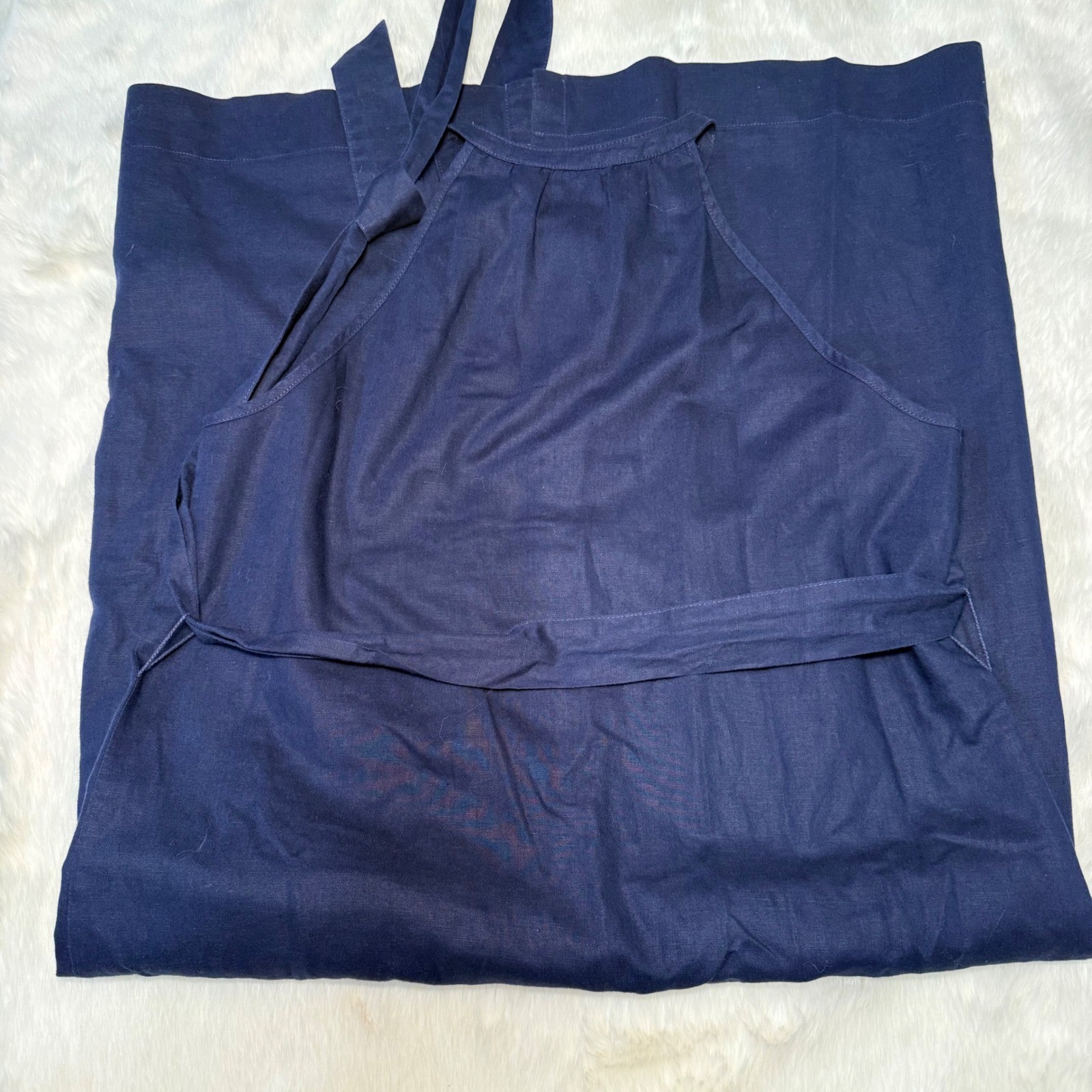 Gap Navy Blue Linen Cotton Halter Button Front Utility Midi Dress Small Preppy