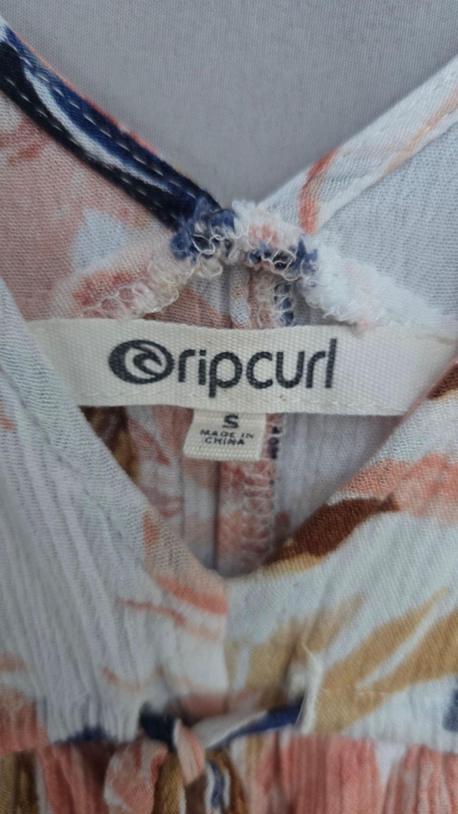 Rip Curl Dress Womens Small White Tropical Floral Empire Swing Sundress Cover-up