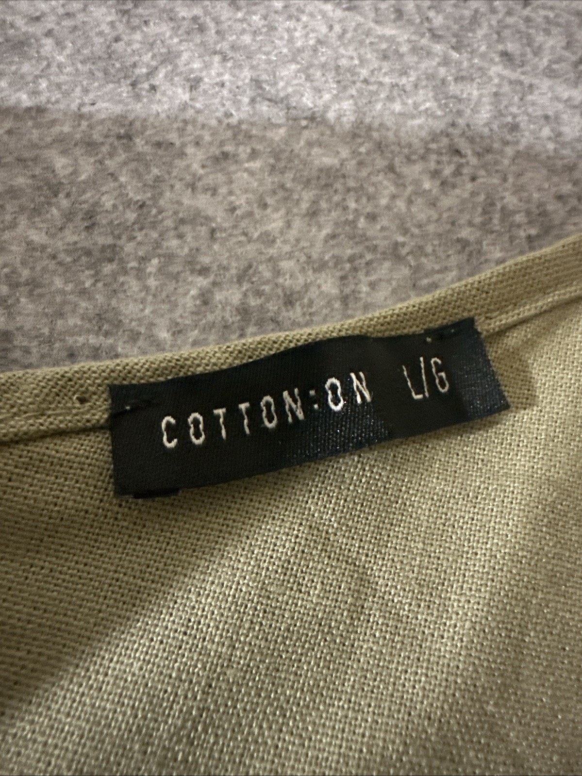 Cotton On Large Linen Blend Full Button Front Mini Dress Tunic Olive Minimalist
