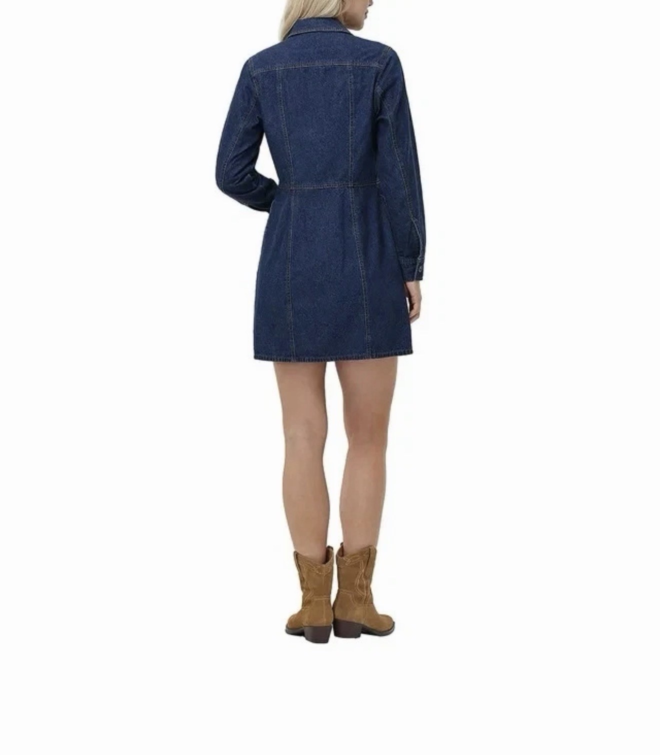 Frye Denim Dress Size Medium Dark Wash Mini Button Front Dual Chest Pockets NWOT