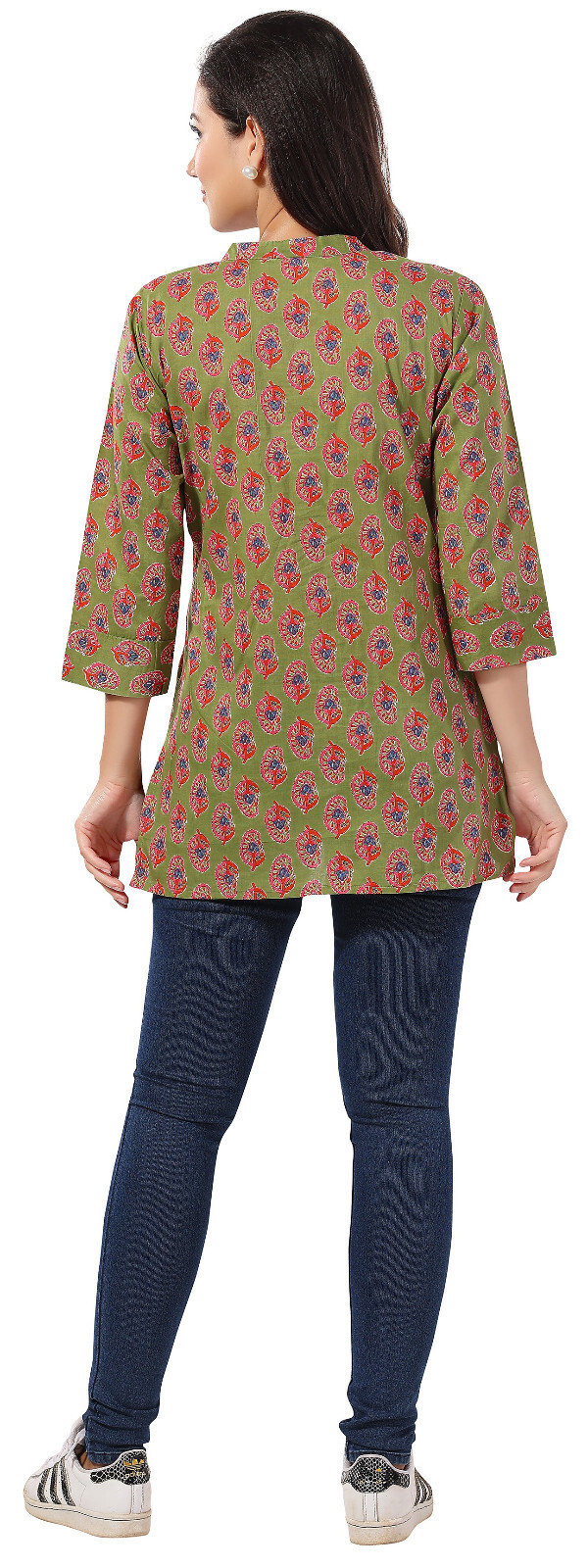 Embroridery 30 inches Kurtis Women Green India Kurti Top Tunic Kurta Shirt CPS04